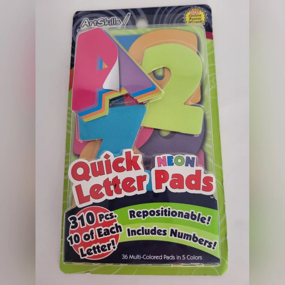 ArtSkills 310 piece Quick Neon Pad Repositionable Letters Numbers School Crafts